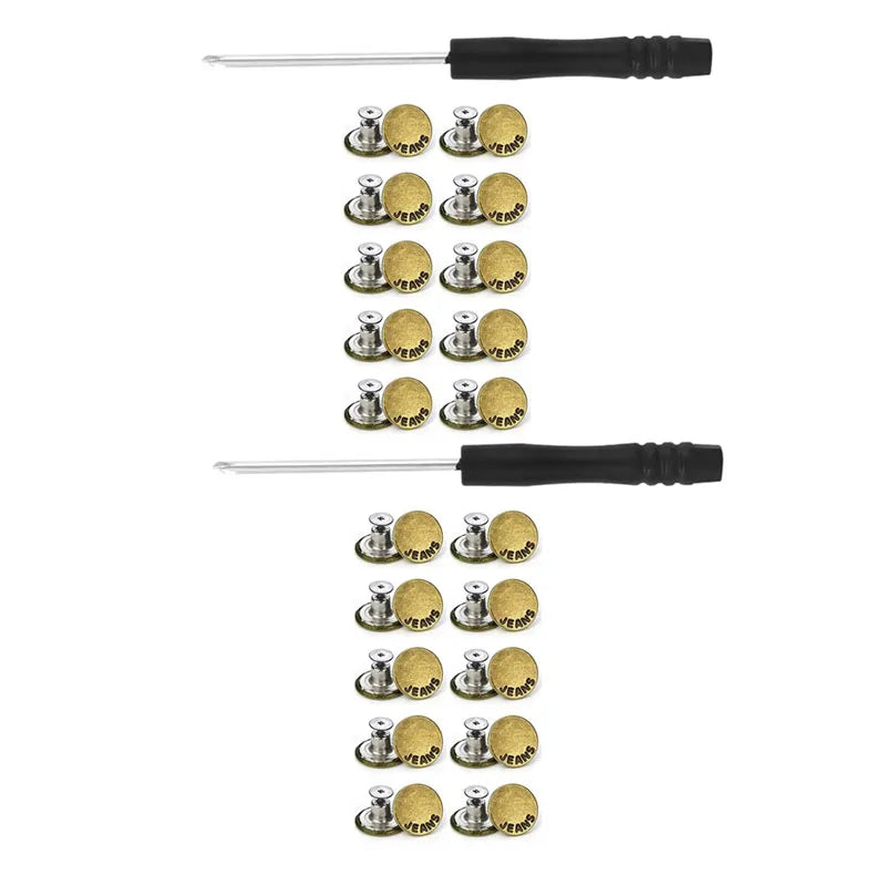 10/20/30Pcs Jeans Buttons Replacement No-Sew Removable Metal Buttons Snap Denim Button Repair For Jeans Clothing Supplies Oasis Select 20pcs B