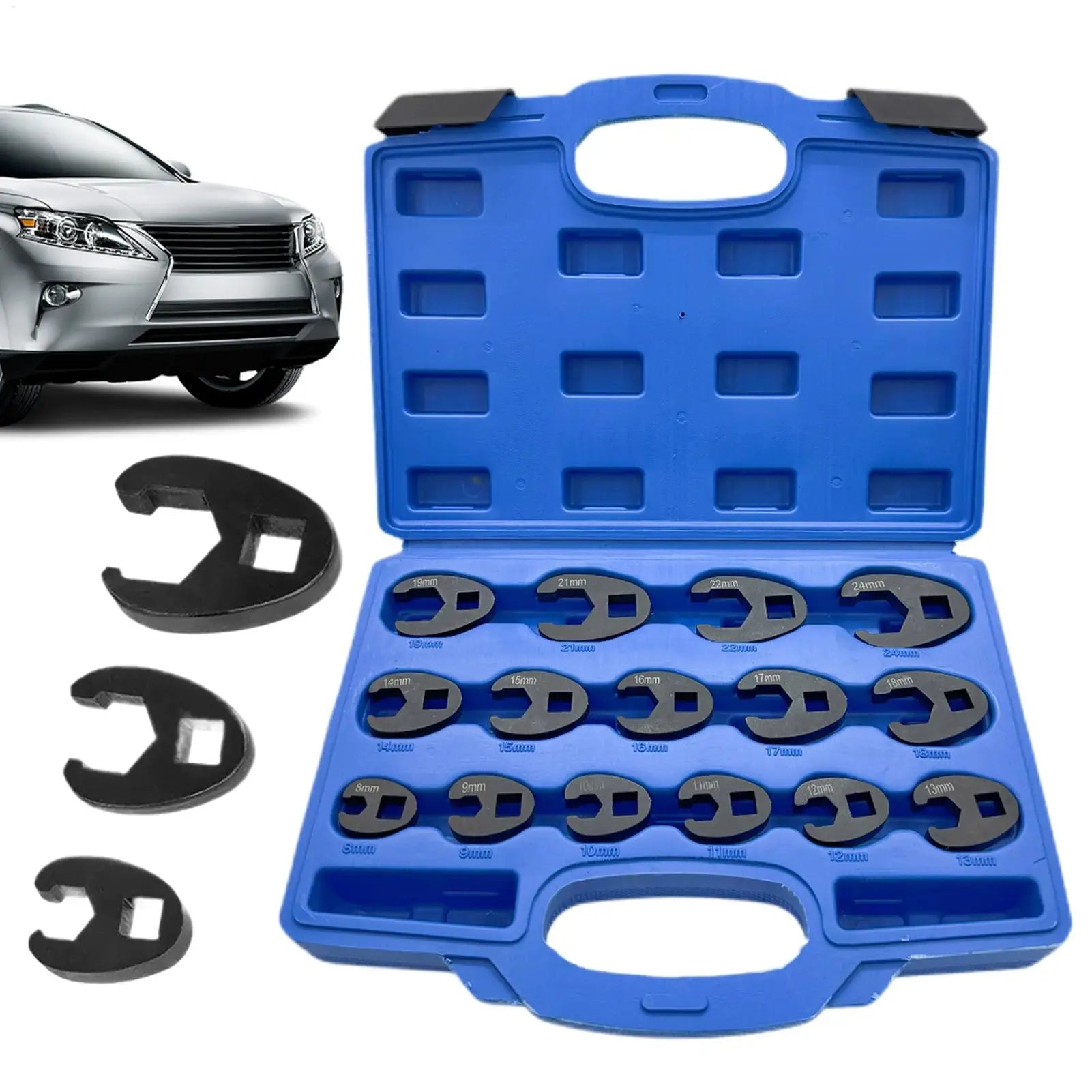 15Pcs Crowfoot Wrench Set 8mm to 32mm Carbon Steel Crowfoot Flare Nut Wrench Set for Extension Bars Ratchet Wrenches Oasis Select