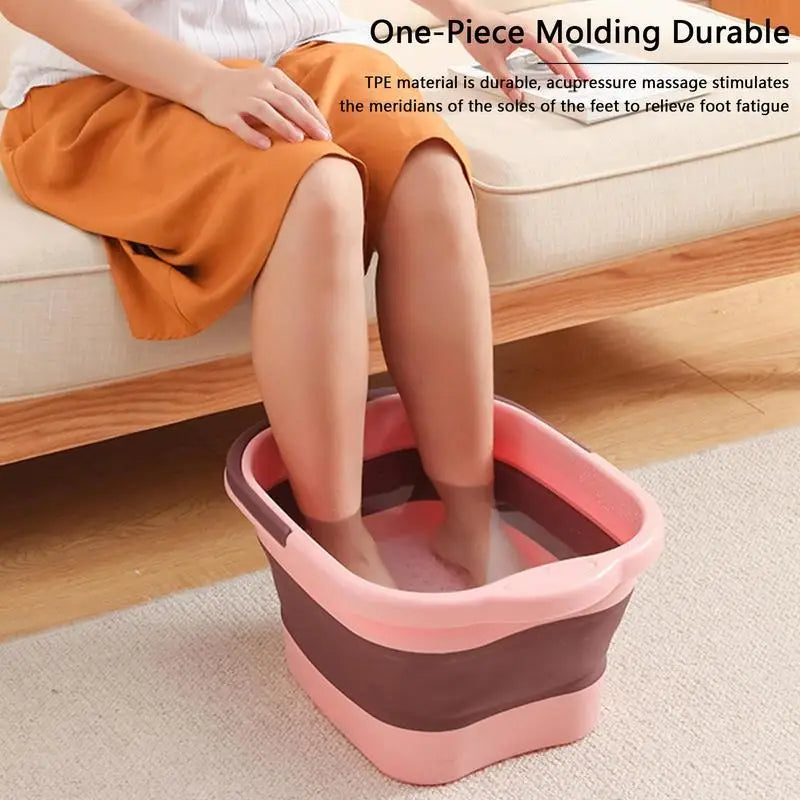 Folding Foot Bathtub Foot Soak Bath Tub With Massaging Rollers Stress Relief Foot Spa For Family Pedicure Soaking Tired Feet Oasis Select