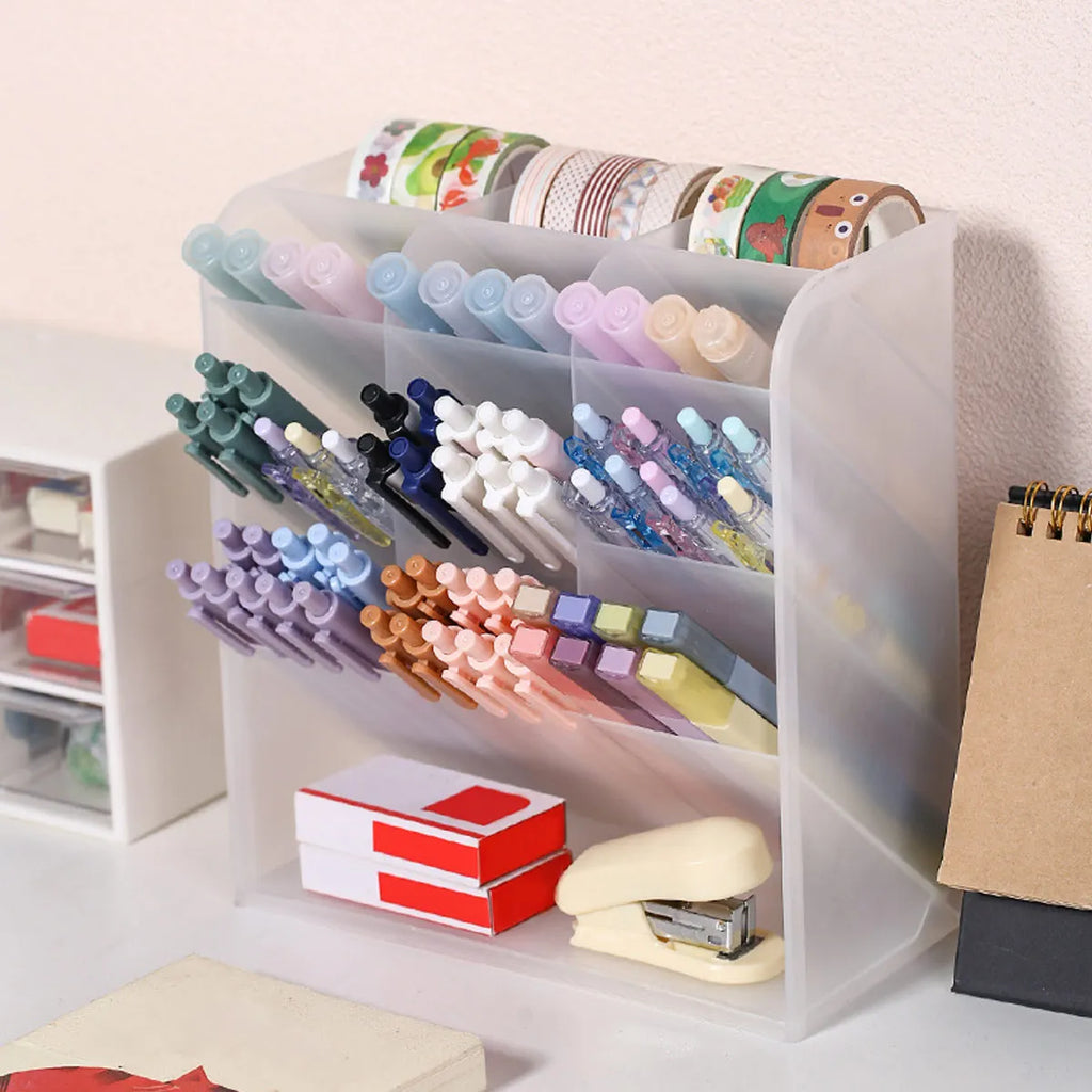 Multi Functional Desktop Pen Holder, Transparent Large Capacity Pen Holder, Stationery Organizer, Office Desk Pen Storage Rack Oasis Select