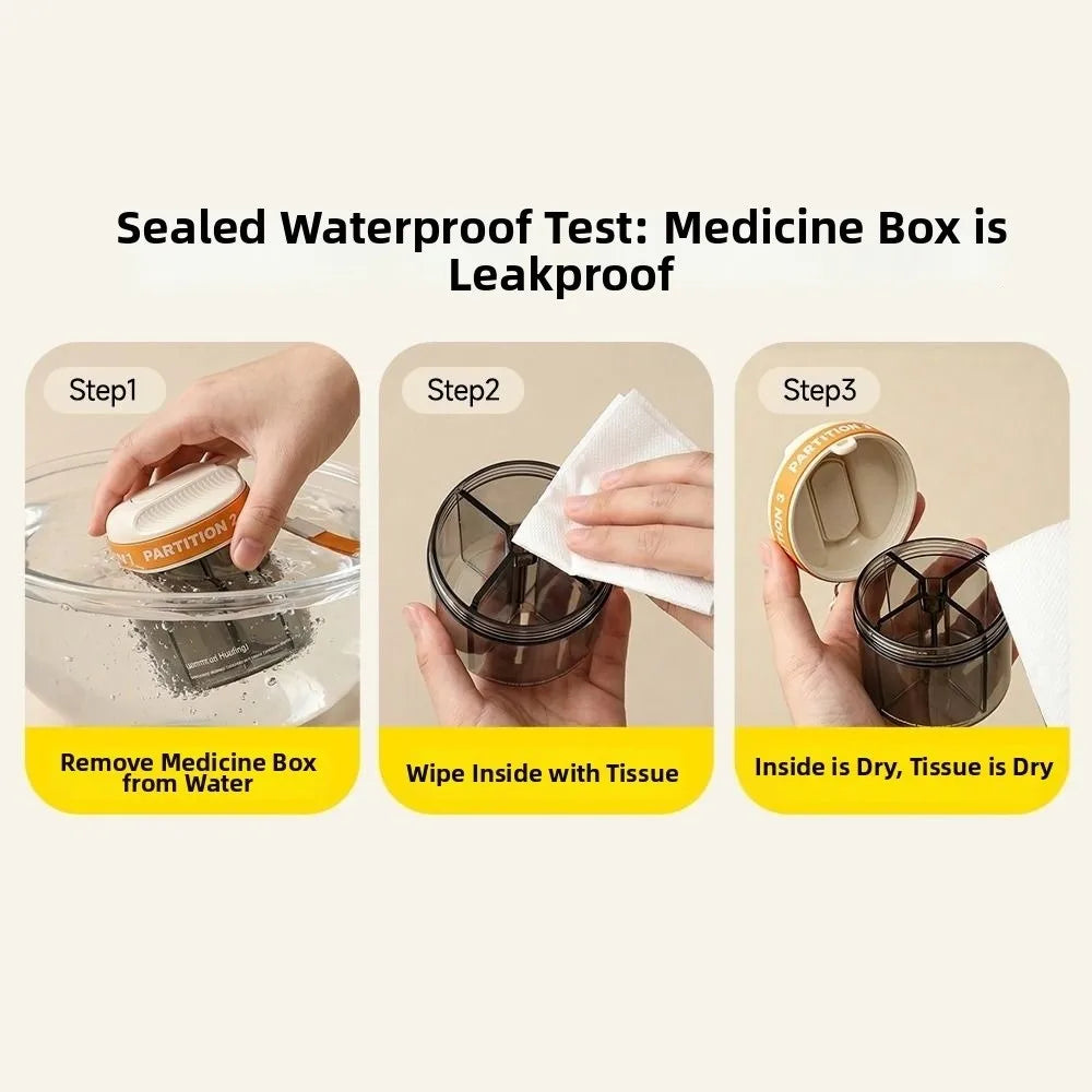 Portable 4-Compartment Pill Organizer | Travel Pill Case