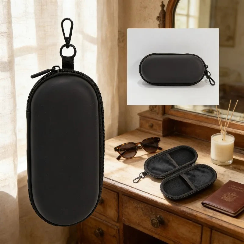 Luxury Hard Shell Glasses Case,Valentine's Day Mother's Day Gift for Women-Portable Scratch-Resistant Pouch, Premium Storage Bag Oasis Select black