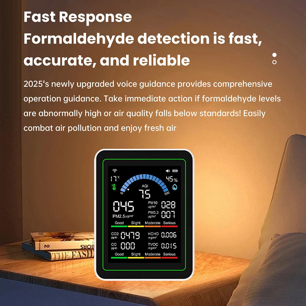 Multifunctional Digital Air Quality Monitor CO2 CO TVOC HCHO PM Meter Digital Temperature Humidity Tester Home Air Detector Oasis Select