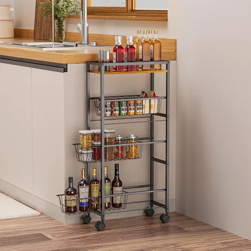 Multi-functional Household Goods Kitchen Trolley Rack Toilet Crevice Storage Rack Multifunctional Removable Rack Oasis Select