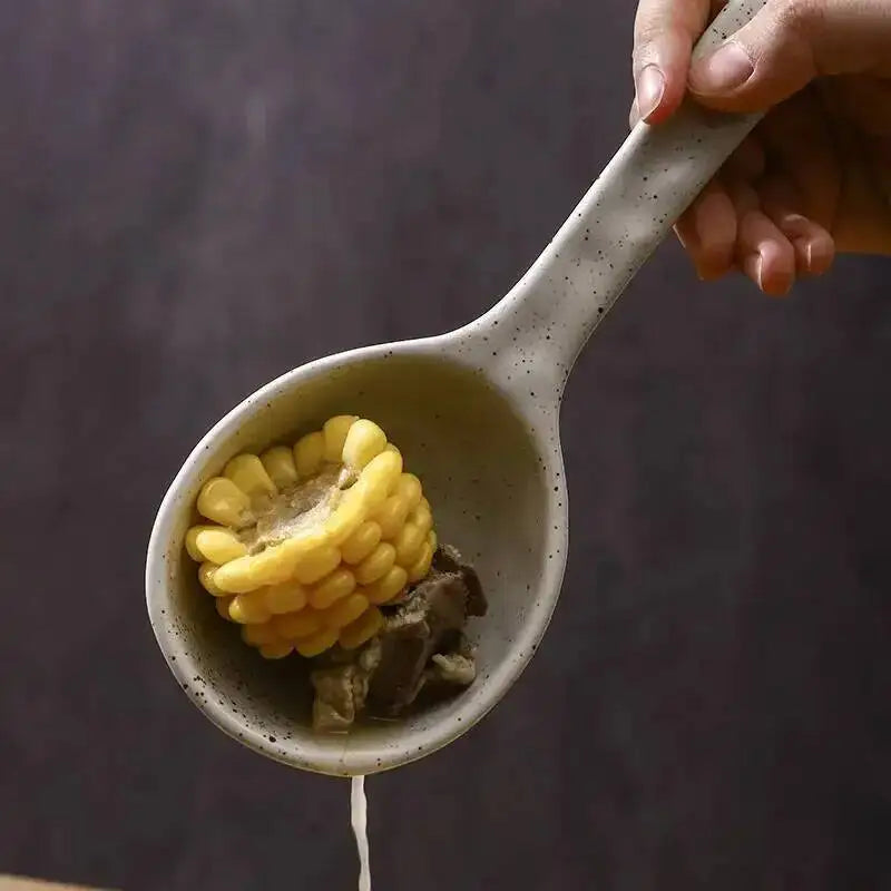 Rustic Ceramic Serving Spoon Long-handled Soup Spoon Large Spoon Ceramic Tableware Oasis Select