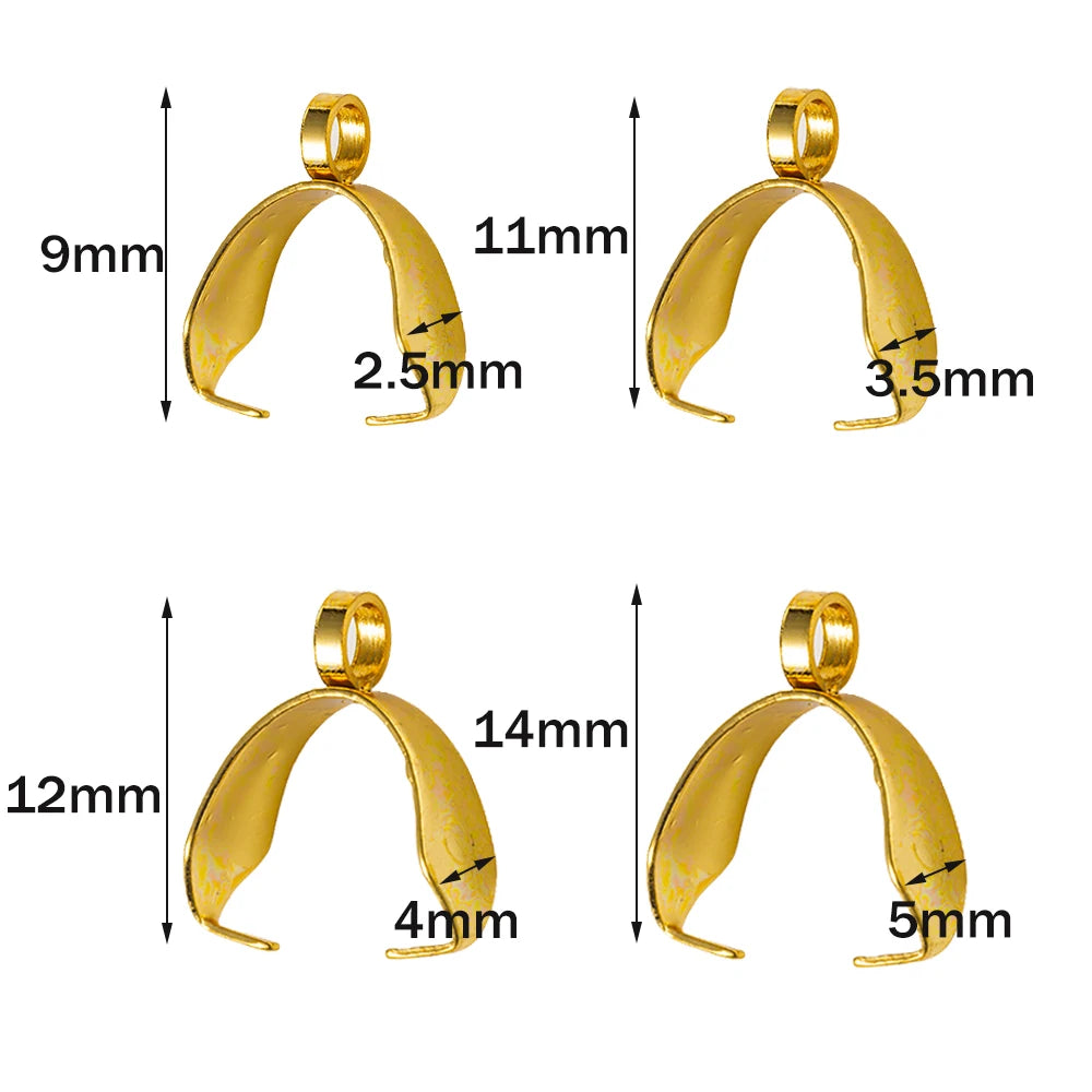20pcs Stainless Steel Metal Pinch Clip Bail Clasp Dangle Pendant Connector Findings for Jewelry Making Buckles Charm Connection Oasis Select Gold 9mm
