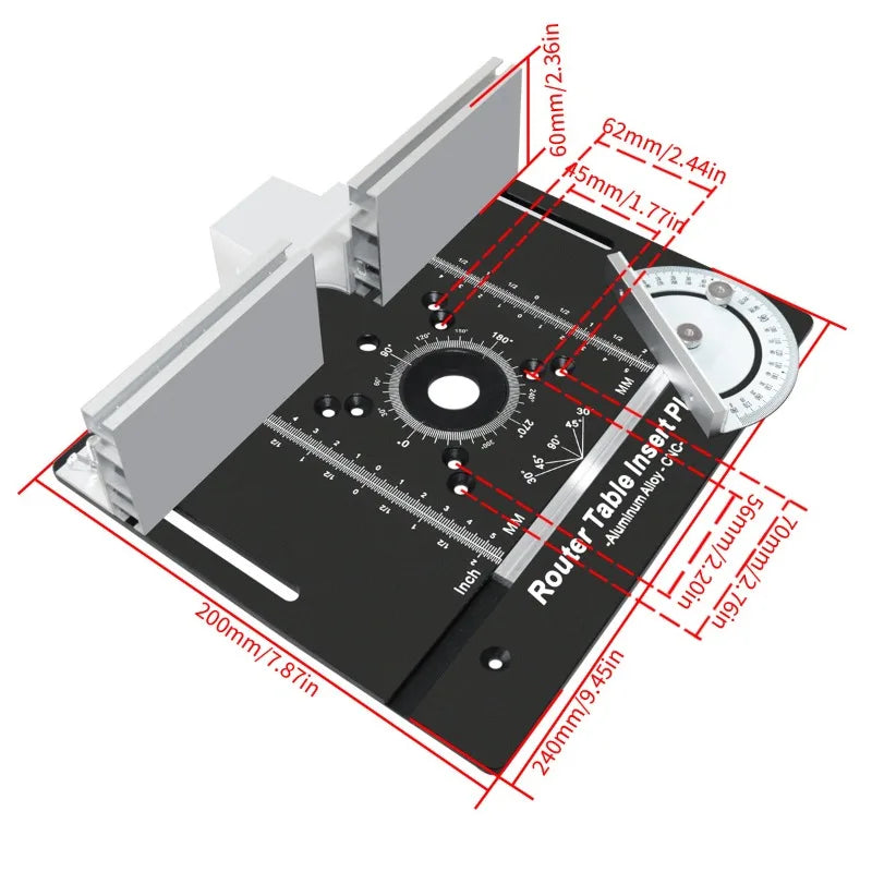 JUSTINLAU Metric and Imperial Scale C8 Aluminum Alloy Electric Wood Milling Inverted Lifting Trimming Machine Milling Table Oasis Select