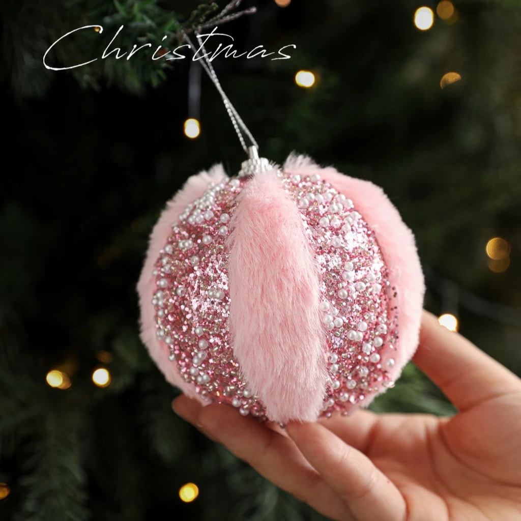 Christmas Tree Ornament Unique Pink Fluffy Christmas Ball Christmas Ball Decoration Modern Holiday Ornament For Festive Holiday Oasis Select