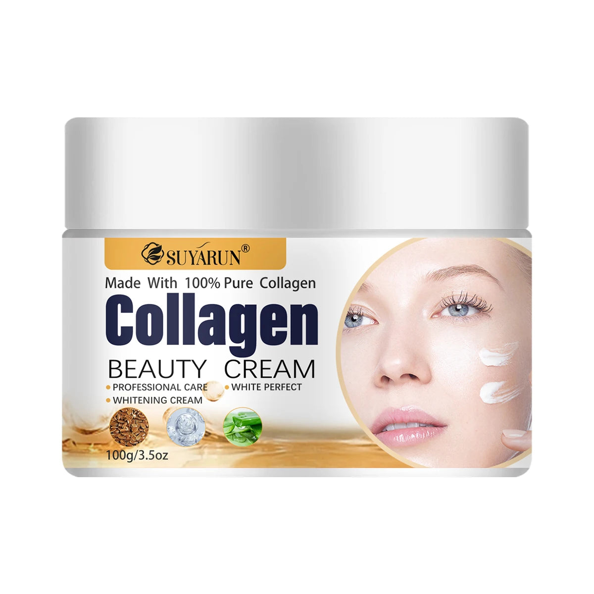 SUYARUN Collagen Face Cream Anti-Aging Firming And Moisturizing with Hyaluronic Acid for All Skin Types. Oasis Select 100g