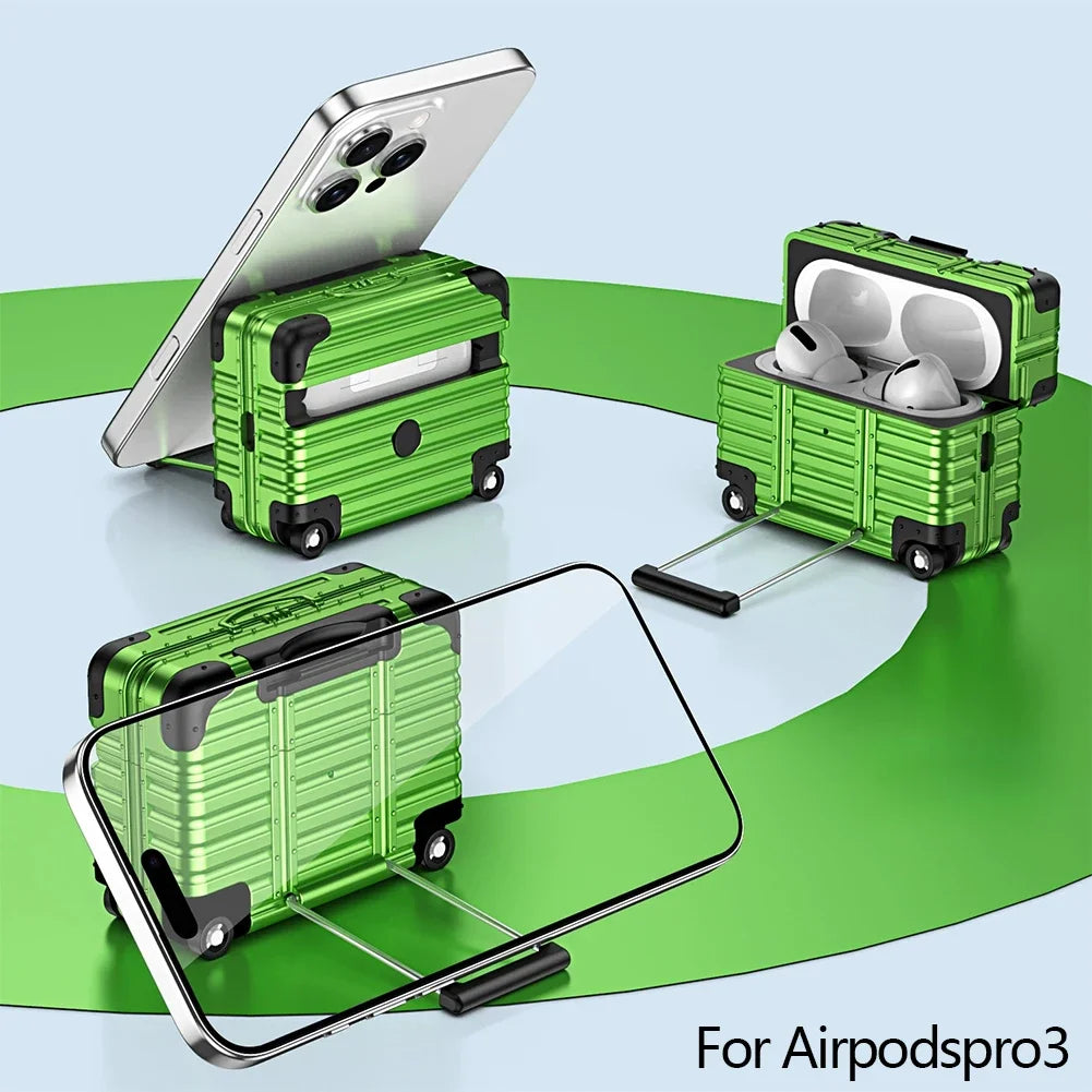 Mini Suitcase AirPods Case – Drop-Proof PC & TPU Cover
