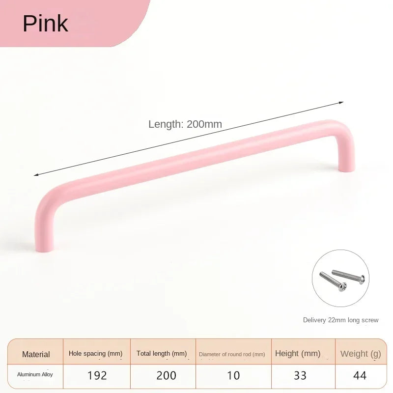 Colorful Kitchen Cabinet Handles 128mm Knobs and Handles for Drawer Cupboard Children's Room Closet Pull Furniture Handle Oasis Select Pink 192mm 1pc