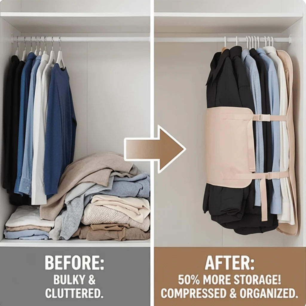 Clothing Compression Storage Board, Clothing Dust Cover, Wardrobe Storage Artifact, Foldable Fabric Down Jacket Storage Bag Oasis Select