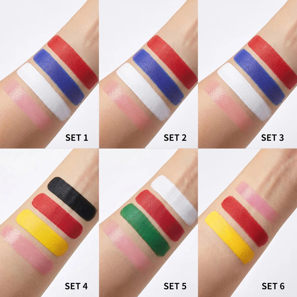 Face Paint Stick & Lip Balm Combo Waterproof High Colored Paint Stick for Cosplay Parties Sports Game Halloween Festivals Makeup Oasis Select