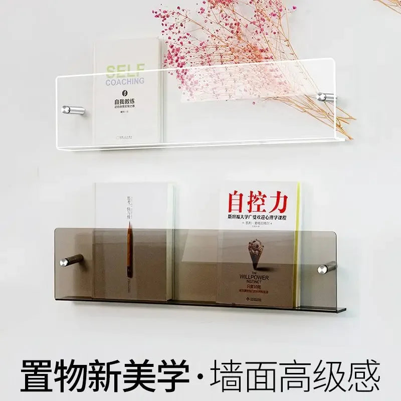 Acrylic Wall Mounted Shelf – Books, Magazines & Cosmetics Rack