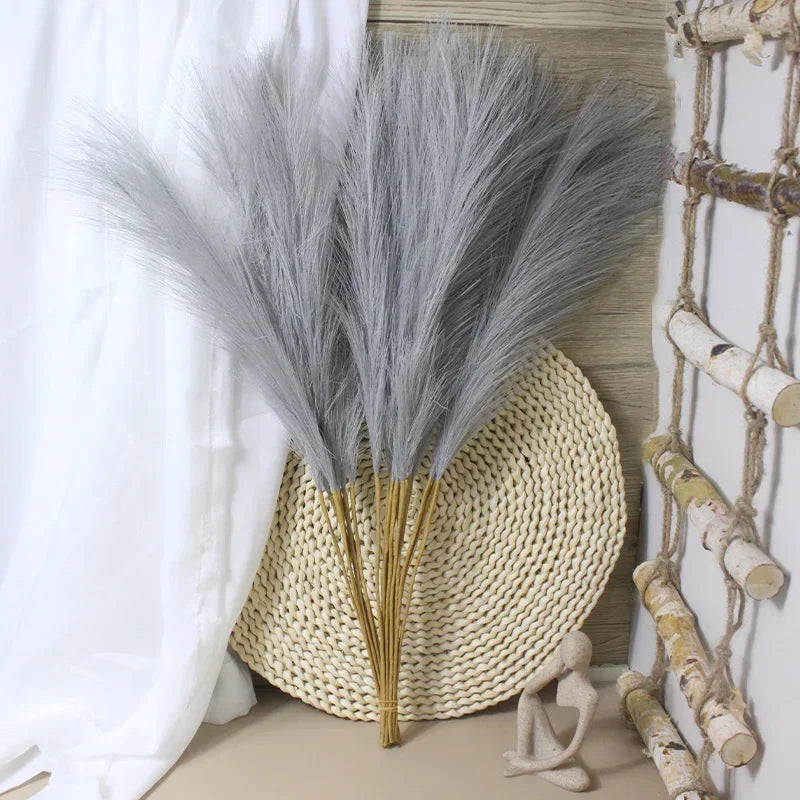 55CM Fluffy Pampas Grass Boho Decor Flower Fake Plant Reed Simulated Wedding Party Home Decoration Artificial Flowers Oasis Select