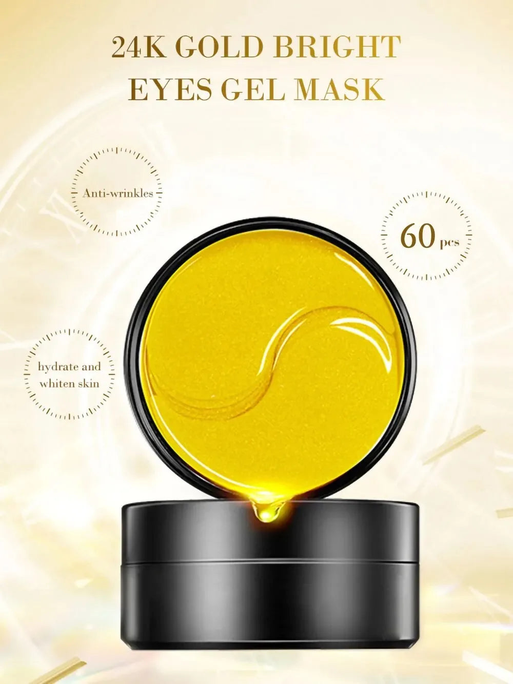 60pcs Golden Moisturizing Eye Mask Relieve Eye Fatigue Nourish Eye Area Collagen Crystal Eye Mask Korean Skin Care Masks Oasis Select