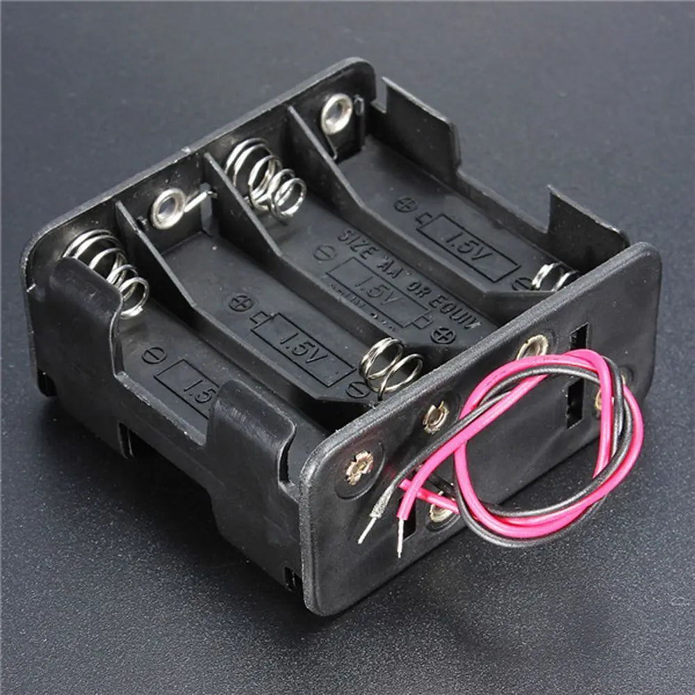 Battery Holder Case 12V Battery Clip Slot Storage Boxes Power Bank Cases 8 AA Batteries Stack with 6 Leads Wire Oasis Select