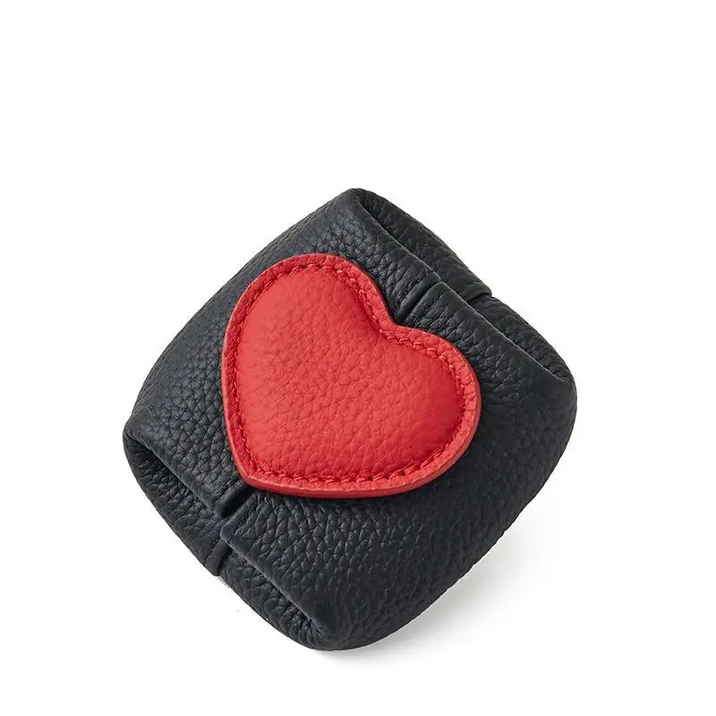 Genuine Leather Mini Coin Purse | Square Jewelry & Cosmetic Pouch