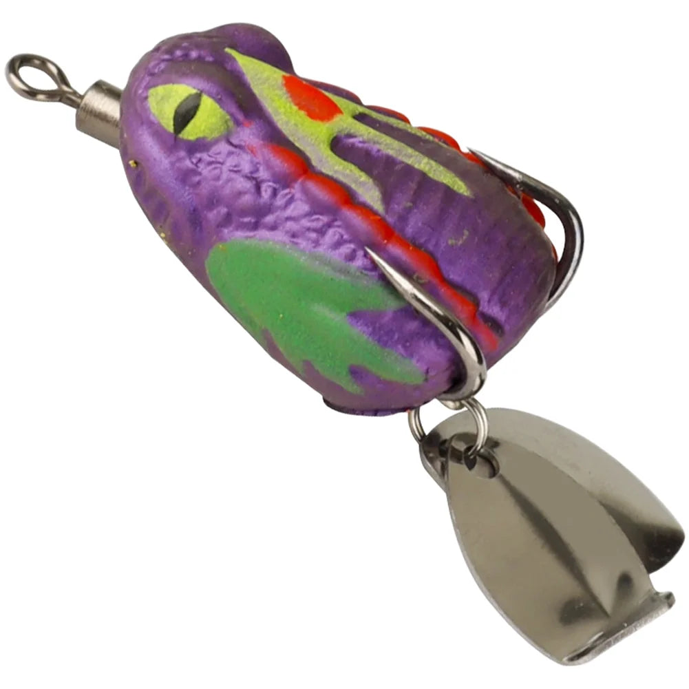 Realistic 6.2cm Frog Lure Bait 45 Degree Entry Angle Stainless Steel For Bass Blackfish Fishing Terminal Tackle Oasis Select Purple