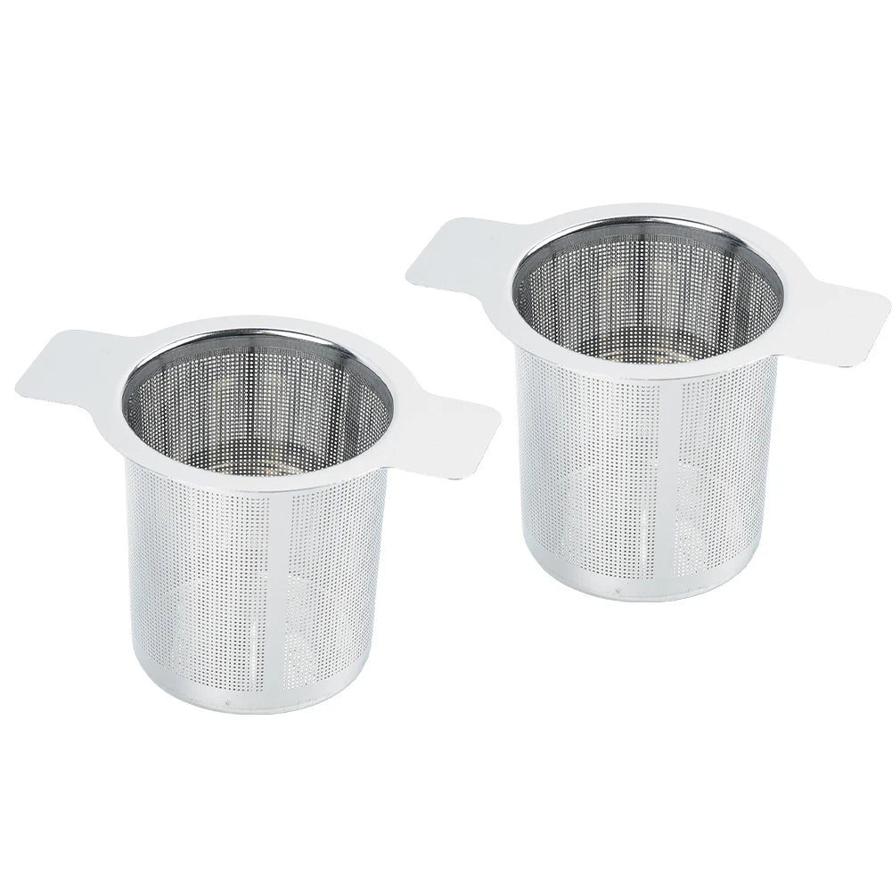 2pcs Tea Infuser Stainless Steel Dual Ear Fine Mesh Filter Tea Infuser Fine Reusable Strainer Household Spare Parts Oasis Select