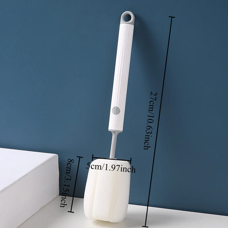 1pcs Sponge Cup Brush Detachable Cleaning Household Bottle Brush Long Handle Insulated Cup for Removing Tea Stains Oasis Select White
