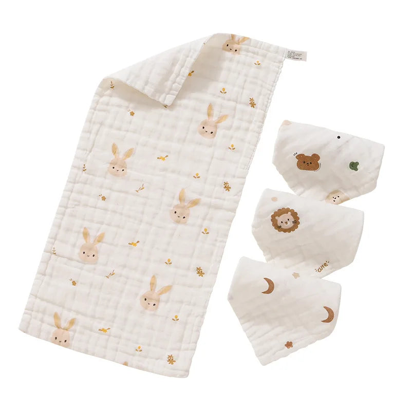 Baby Cotton Muslin Towel Bib Newborn Ultra-Soft Cotton Square Towel Baby-Specific Face Wash Towel Gauze Towel for Children Oasis Select