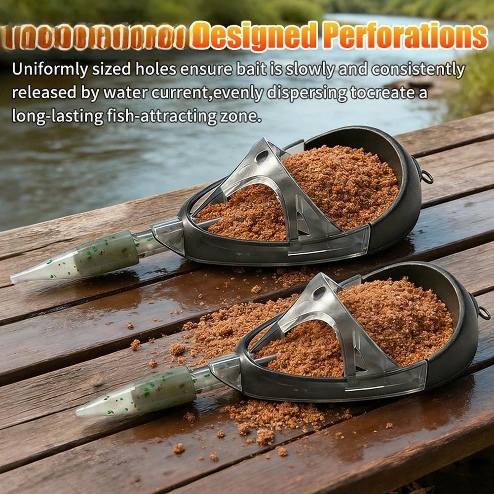 Green Zinc Alloy Feeder Fishing Bait Container With Weighted Bottom Release System For Carp Fishing Tackle Accessories Oasis Select