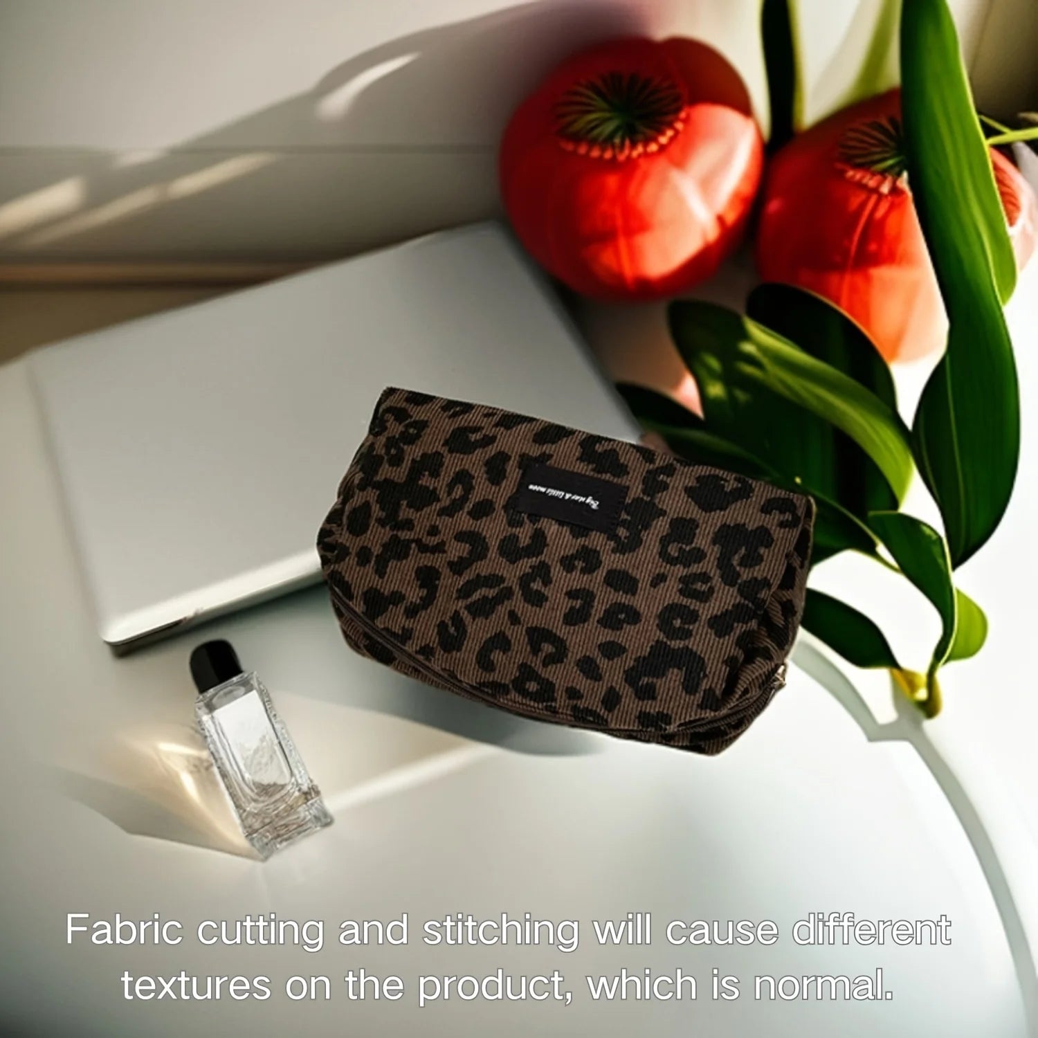 1PC Brown Leopard Print Cosmetic Bag Zipper Makeup Pouch Travel Toiletry Storage Bag Oasis Select
