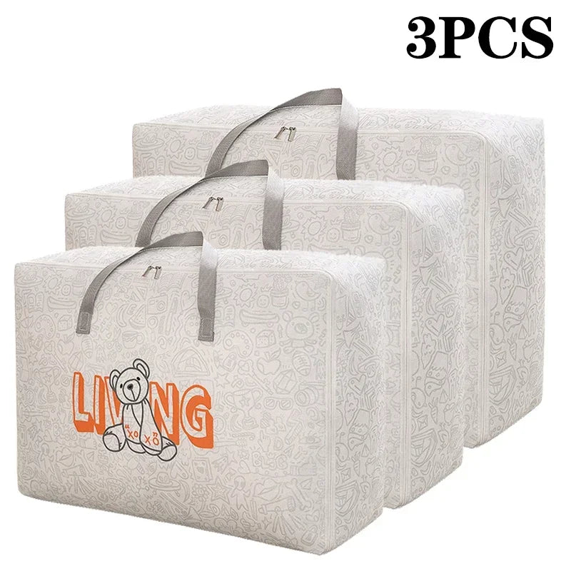 1-5Pcs Clothes Quilt Storage Bag Waterproof Moistureproof Large Capacity Luggage Bag Packing Bag Thickened Non-woven Storage Bag Oasis Select Mix 3PCS
