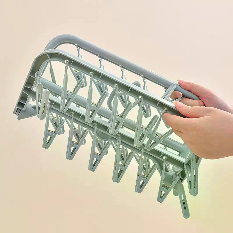 Foldable Laundry Drying Rack 32 Clips 360 Rotating Hook Lightweight Portable for Dorm Home Travel Small Garments Drying Oasis Select