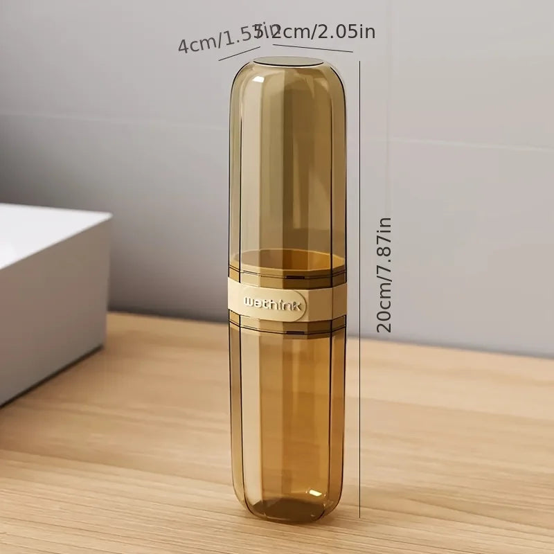 1PC Travel Toothbrush Cup Vertical Bathtub Mouthwash Cup, Perfect for Business Travel and Outdoor Activity Travel Oasis Select amber