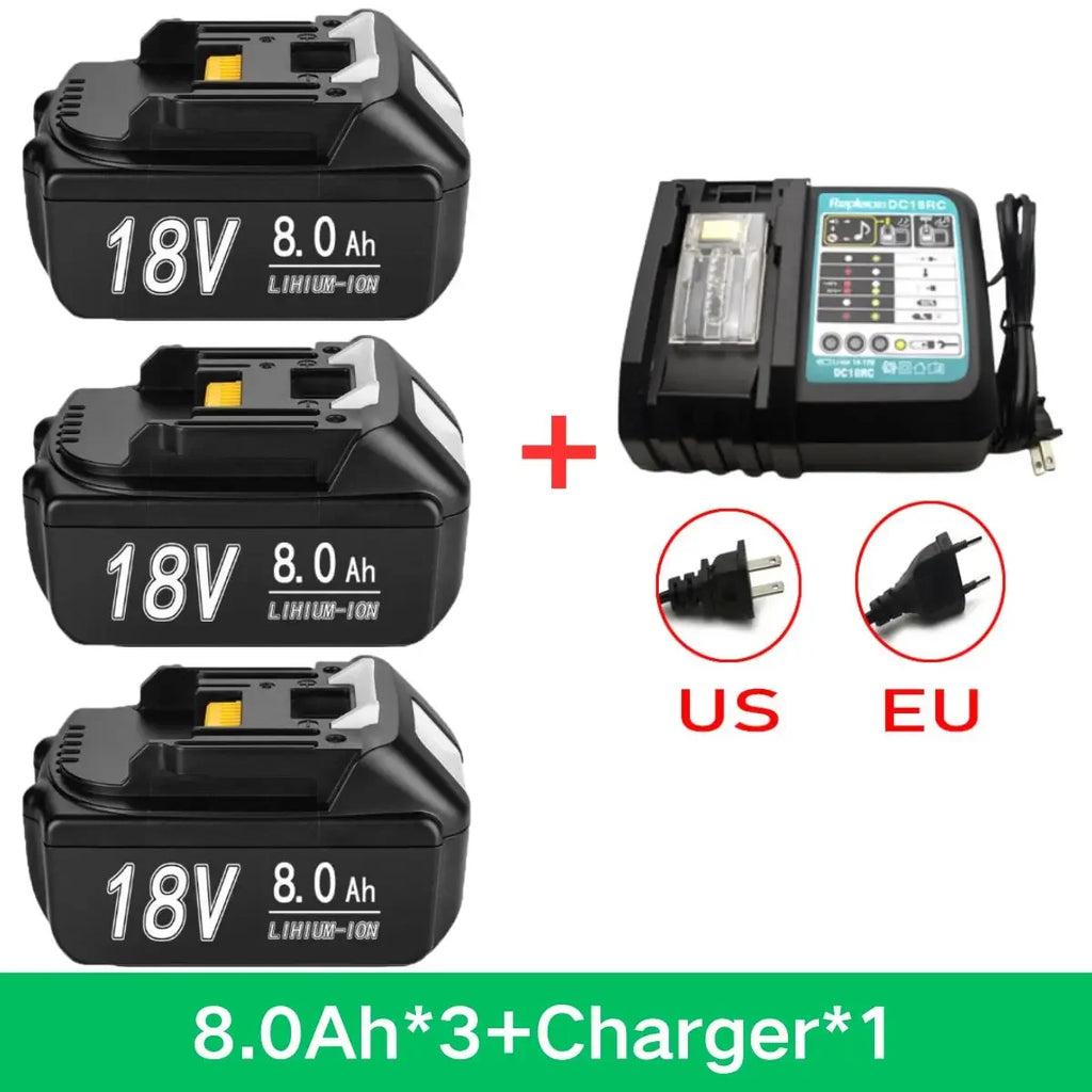 For Makita 18V 6Ah8Ah12Ah Battery Rechargeable Battery 18650 Lithium-ion Cell Suitable For Makita Power Tool Oasis Select 8Ah 3pcs 1charge
