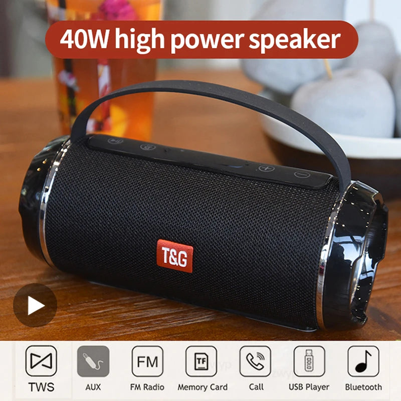 T&G Portable Bluetooth 5.3 Speaker – Waterproof, FM & Subwoofer