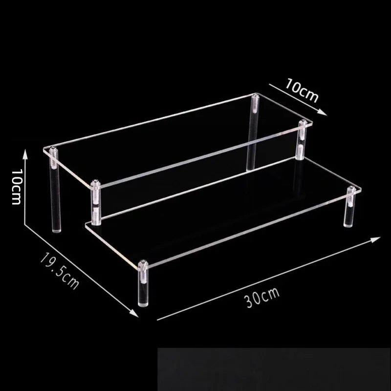1–5 Tier Acrylic Display Stand | Riser Shelf Rack – Clear & Black
