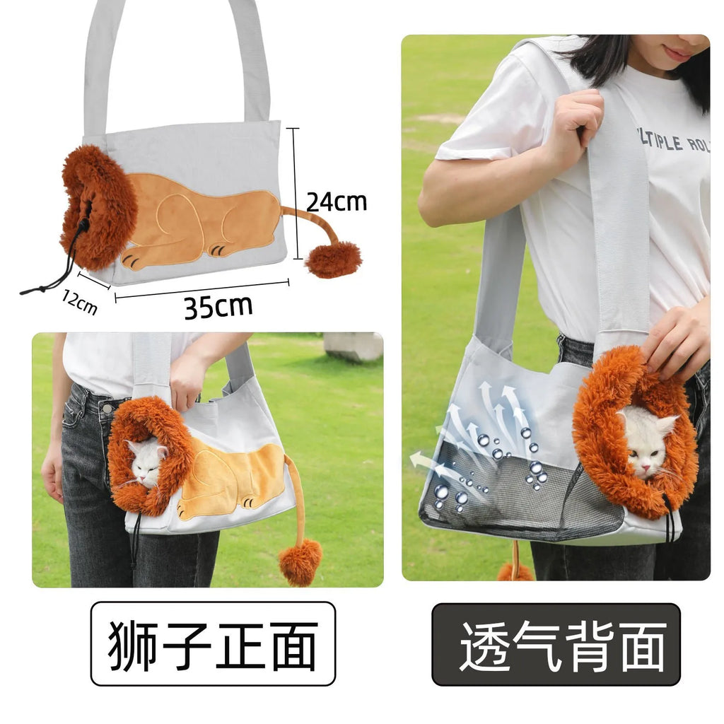 PetBag Creative Animal Pet Tote Bag for Cats and Puppies Shoulder Bag Small Crossbody Bag for Dogs Oasis Select Light grey trumpet