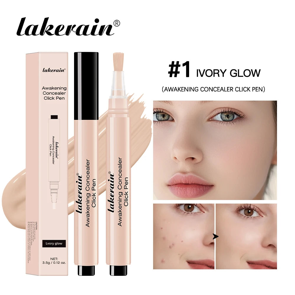 Waterproof Concealer Click Pen 3 Colors Natural Glowing Lightweight Full Coverage Sweat Proof Concealer Pencil Woman Makeup Oasis Select 1 Ivory Glow