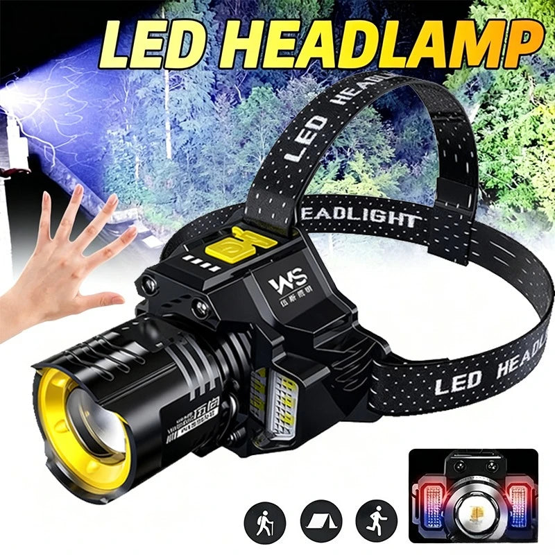 LED Motion Sensor Headlamp 1200LM COB Rechargeable IPX4