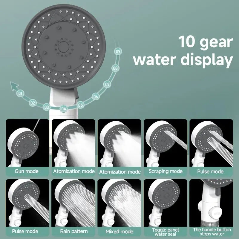 High Quality 8 Mode Shower Head Water Filter Adjustable High Pressure Shower Portable One-Key Stop Shower Bathroom Accessories Oasis Select