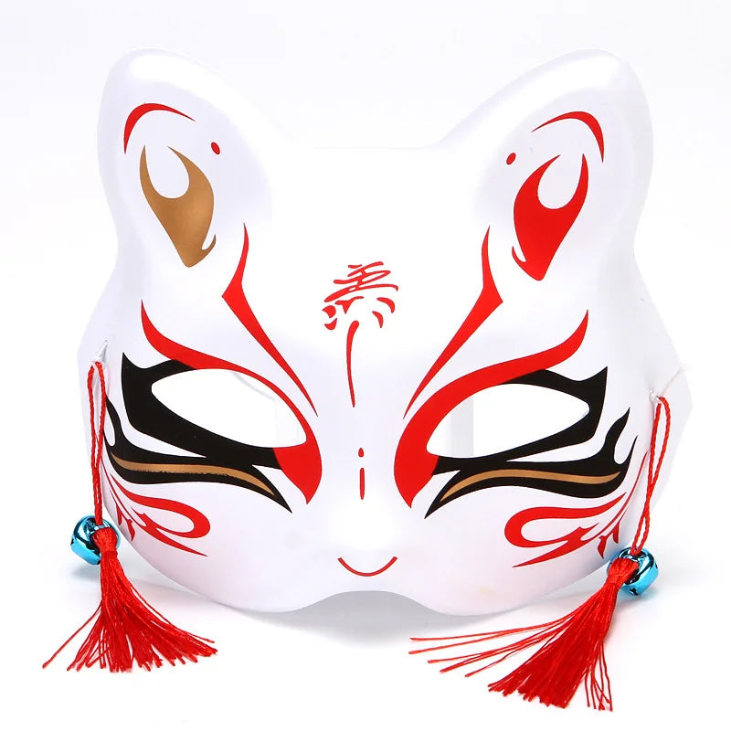 Foxes Mask Japanese Cosplay Rave Hand-Painted Anime Demon Slayer Half Face Cat Masks Masquerade Festival Party Cosplay Props Oasis Select 22