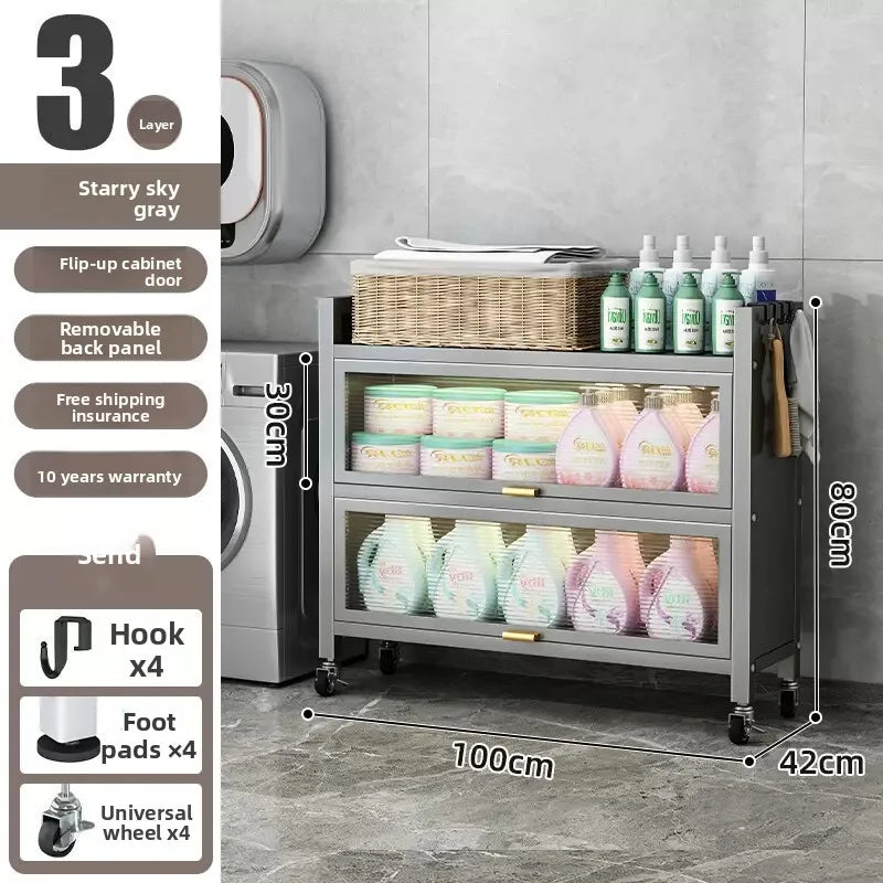 Toilet rack Floor-to-ceiling multi-functional dustproof laundry detergent Cosmetics Bathroom storage Balcony storage cabinet Oasis Select Grey 100CM