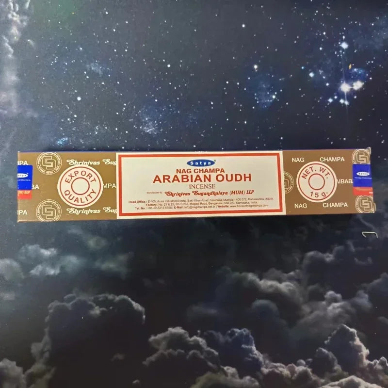 Original Satya Incense Stick Pack of 6 or 12 Boxes，natural Incense Sticks with Sandalwood，White Sage,PALO SANTO，NAGCHAMPA Scents Oasis Select ARABIAN OUDH 12 small boxes