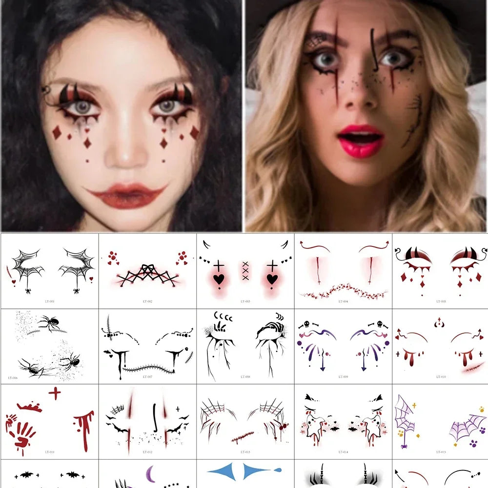 Halloween Transfer Tattoos Face Decoration Party Funny Stickers Suitable For Temporary Makeup Embellishment Party Dress Up Oasis Select