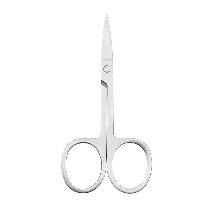 Compact Size Stainless Steel Cuticle Scissors - Curved Blade Nail Manicure Tool for Eyebrow Eyelash Dry Skin Multi-purpose Oasis Select silver