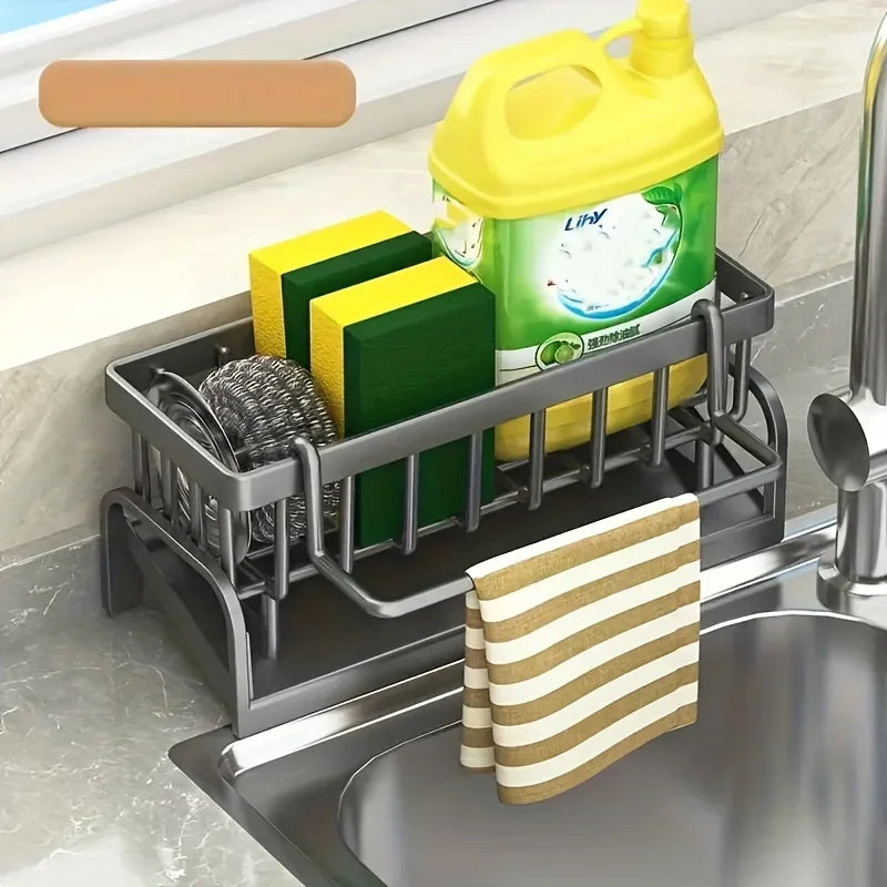 Sponge Holder for Kitchen Sink, Plastic Auto Draining Kitchen Sink Organizer, Sink Caddy with Removable Brush Holder Oasis Select