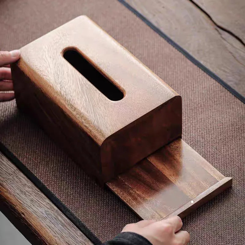 Retro Walnut Paper Towel Box Simple Solid Wood Paper Box Domestic Chinese Paper Towel Storage Box Oasis Select