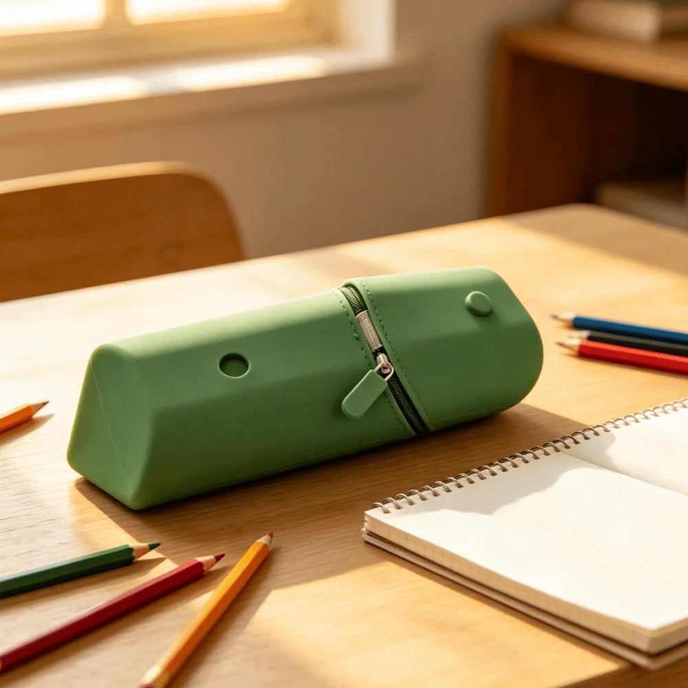 Large- Capacity Silicone Pencil Case Soft Macaron Portable Expandable Stationery Storage Bag Solid Color Multifunctional Oasis Select