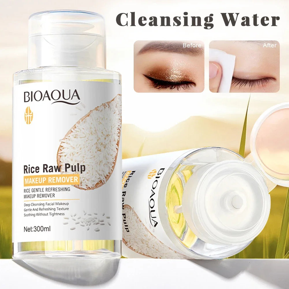 Rice Puree Mild Refreshing Makeup Remover 300ml Deep Cleansing Water Hydrating Blackhead Removal Gentle Facial Skincare Oasis Select