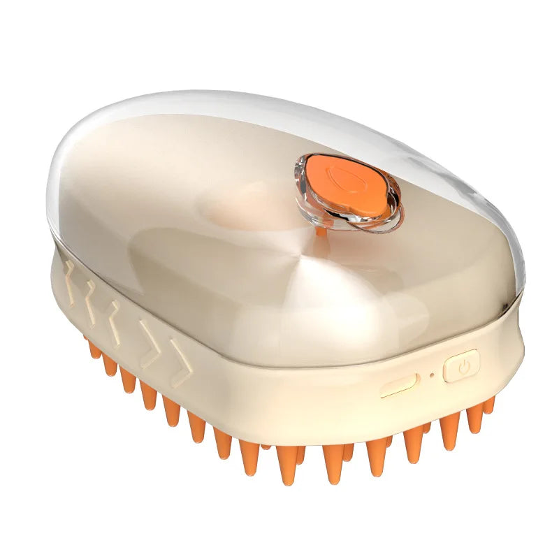 Multifunctional Pet Spray & Massage Brush for Cats and Dogs - Anti - Flyaway, Debloating & Cleaning Grooming Tool Lice Comb Oasis Select orange massage-Lamp-spray