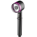 Portable Shower Filter Three Modes of Water Output Showerhead Head Massage Bathroom Accessories One Click Water Stop Knobs Heads Oasis Select Purple shower head