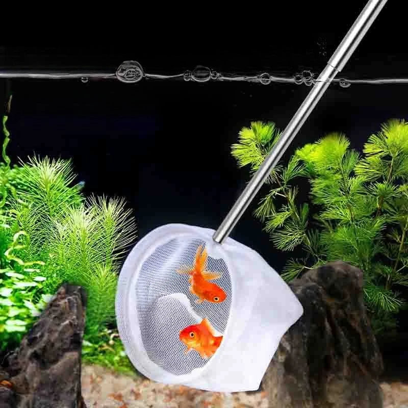 Fish Tank Fishing Net 3D Stainless Steel Retractable Portable and Easy-to-use Fish Fishing Net Bag Cleaning Accessories Oasis Select